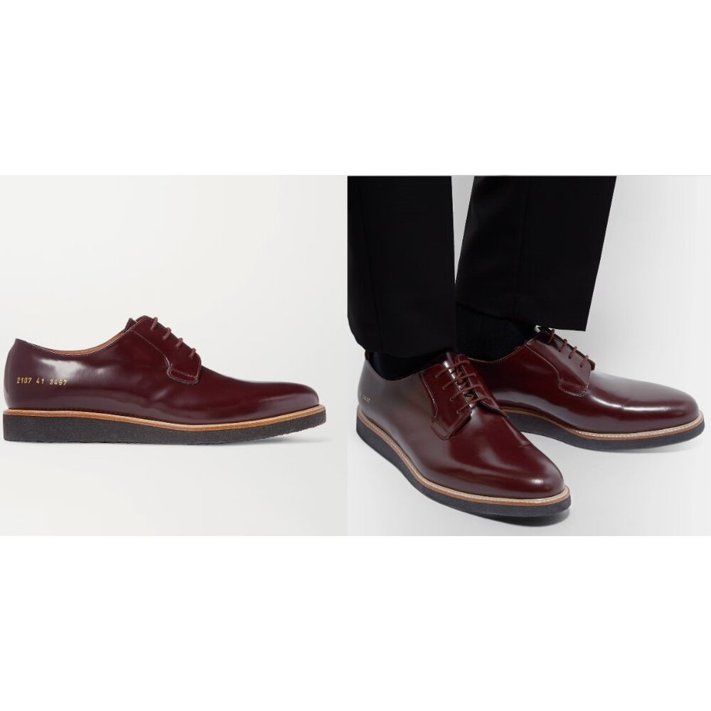 Common Projects Derby Polished Leather Loafers shoes Sz 41 color Burgundy $549